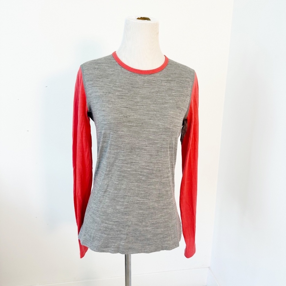 ICEBREAKER Bodyfit 200 Women’s M Grey/Coral Base Layer Top Activewear Hiking Ski